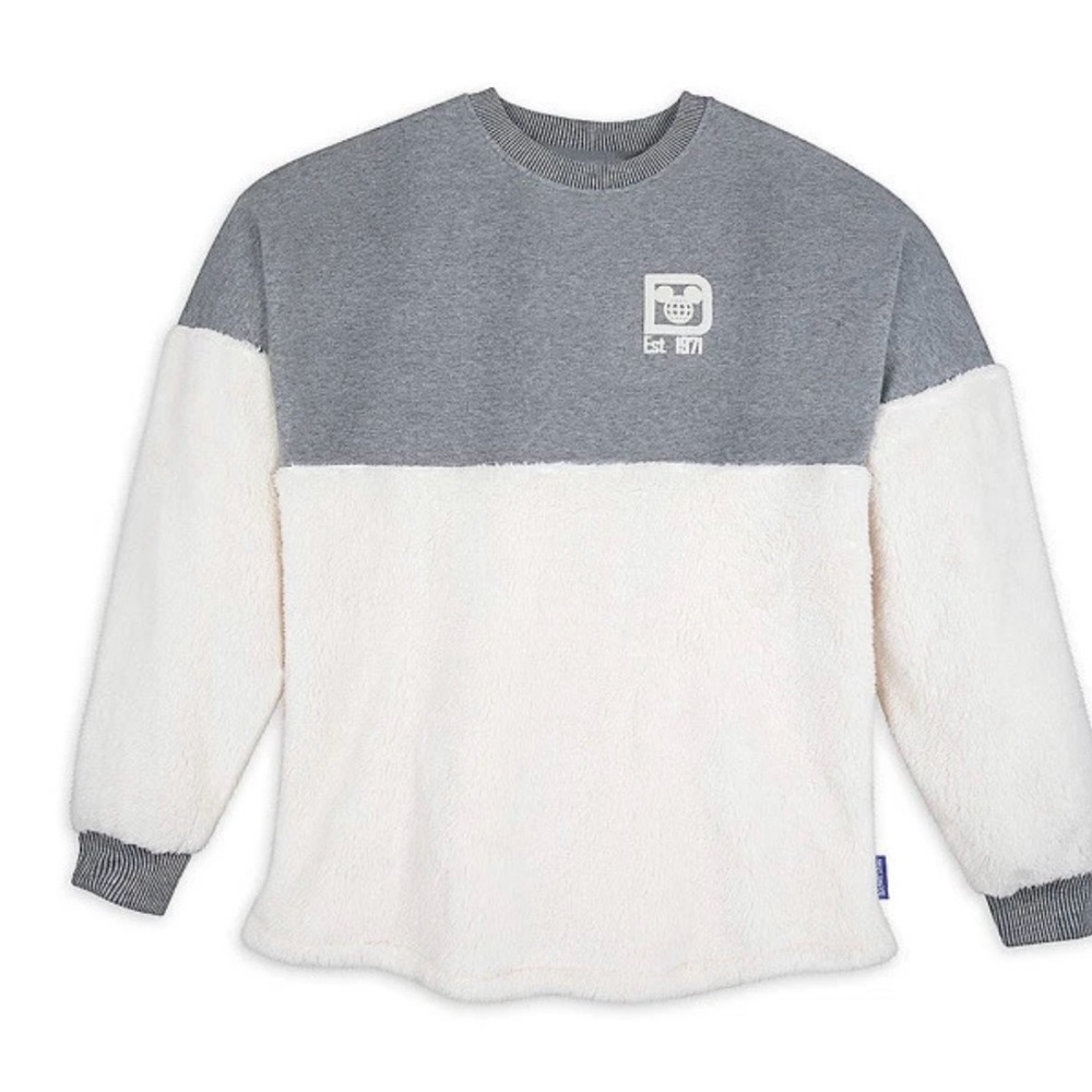 Walt Disney World Park Grey Plush Sherpa Fleece Spirit Jersey Sweatshirt Top M🩶